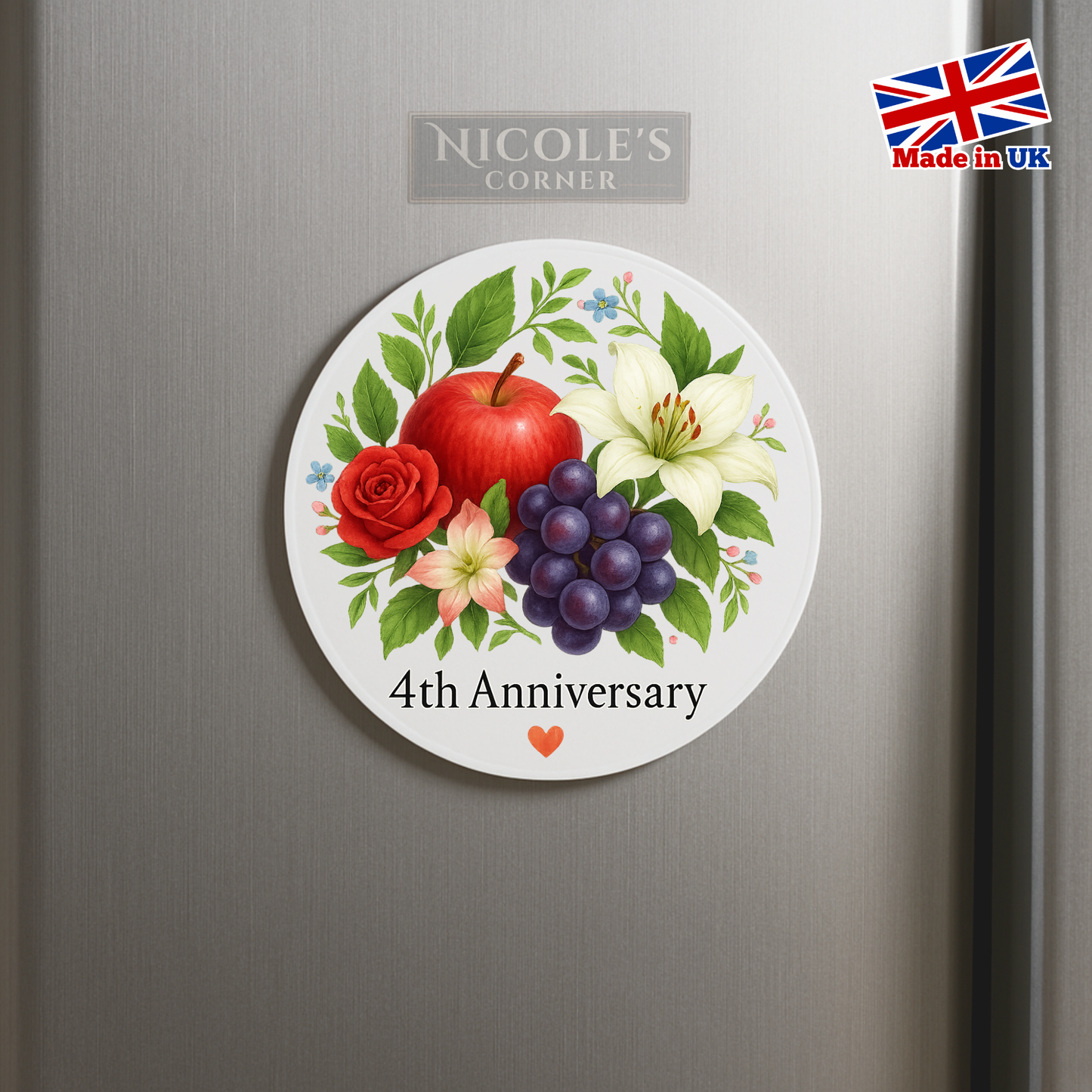 4th Wedding Anniversary, Fruit & Flowers